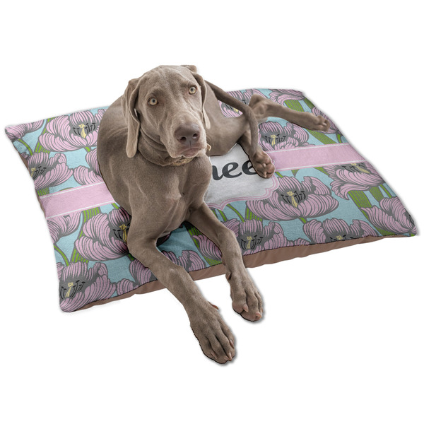 Custom Wild Tulips Dog Bed - Large w/ Name or Text