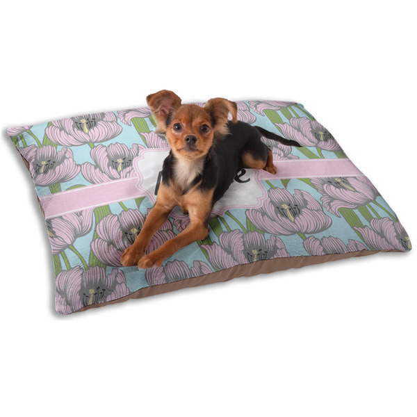 Custom Wild Tulips Dog Bed - Small w/ Name or Text