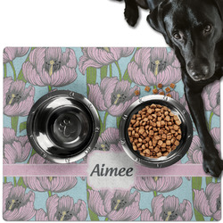 Wild Tulips Dog Food Mat - Large w/ Name or Text