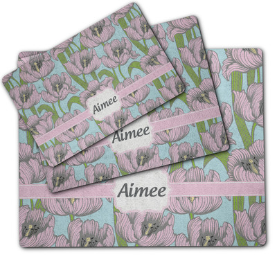 Wild Tulips Dog Food Mat w/ Name or Text