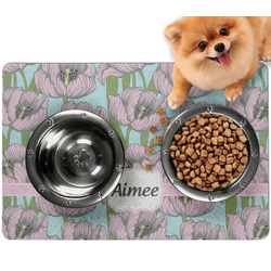 Wild Tulips Dog Food Mat - Small w/ Name or Text