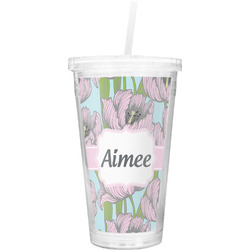 Wild Tulips Double Wall Tumbler with Straw (Personalized)