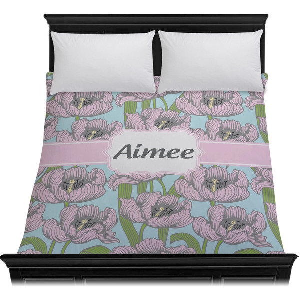 Wild Tulips Duvet Cover - Queen - On Bed - No Prop