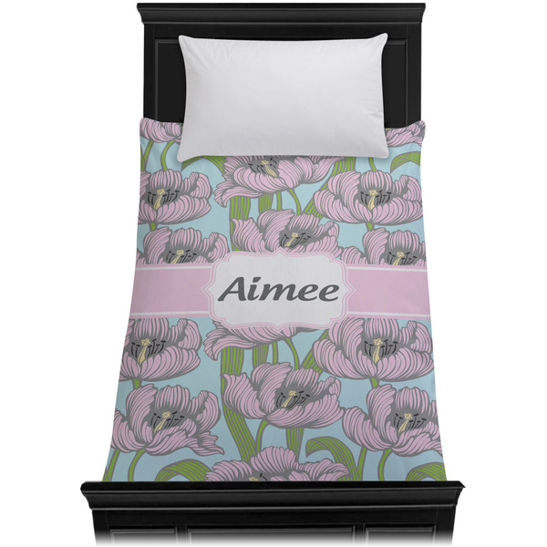 Wild Tulips Duvet Cover - Twin - On Bed - No Prop
