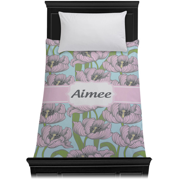 Wild Tulips Duvet Cover - Twin XL - On Bed - No Prop