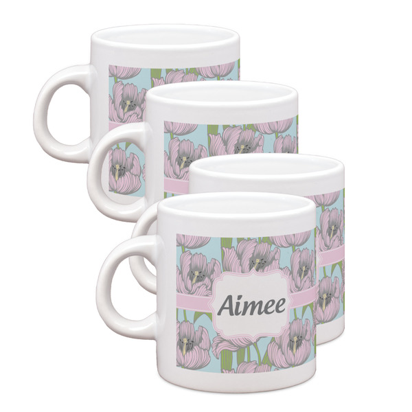 Custom Wild Tulips Single Shot Espresso Cups - Set of 4 (Personalized)
