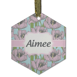 Wild Tulips Flat Glass Ornament - Hexagon w/ Name or Text