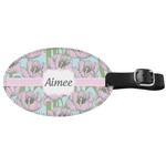 Wild Tulips Genuine Leather Oval Luggage Tag (Personalized)