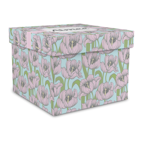 Custom Wild Tulips Gift Box with Lid - Canvas Wrapped - Large (Personalized)