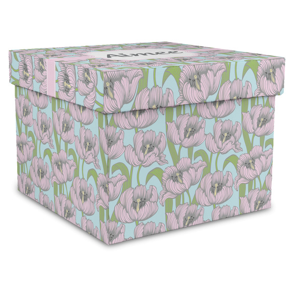 Custom Wild Tulips Gift Box with Lid - Canvas Wrapped - X-Large (Personalized)