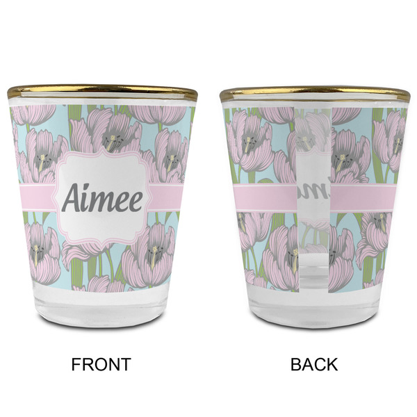 Wild Tulips Glass Shot Glass - with gold rim - APPROVAL