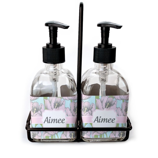 Custom Wild Tulips Glass Soap & Lotion Bottles (Personalized)