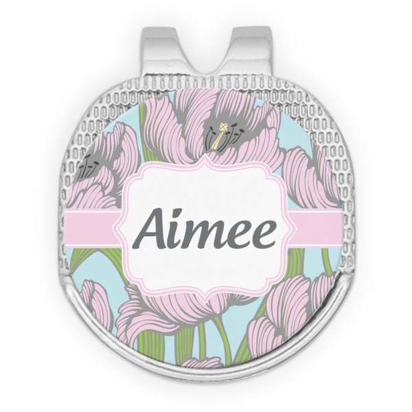 Custom Wild Tulips Golf Ball Marker - Hat Clip - Silver
