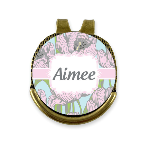 Custom Wild Tulips Golf Ball Marker - Hat Clip - Gold