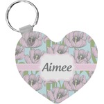 Wild Tulips Heart Plastic Keychain w/ Name or Text