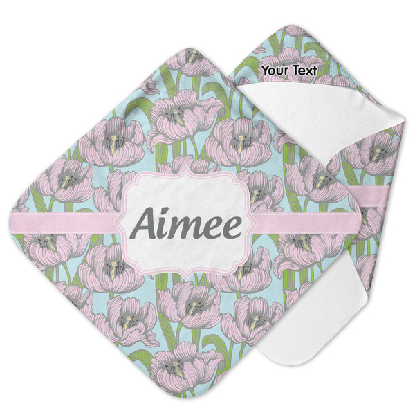 Custom Wild Tulips Hooded Baby Towel (Personalized)