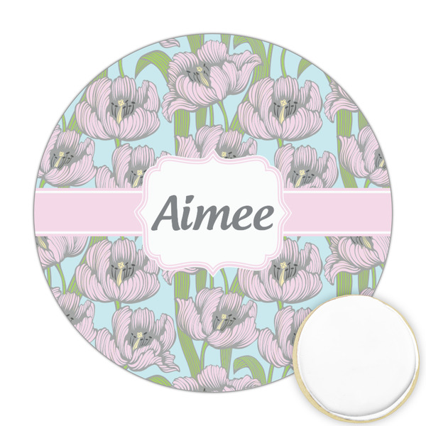 Custom Wild Tulips Printed Cookie Topper - Round (Personalized)