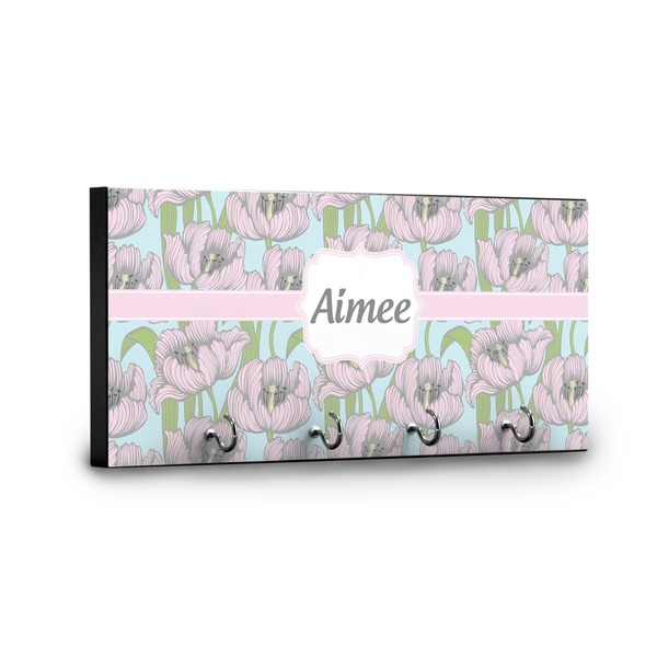 Wild Tulips Key Hanger - Front View with Hooks