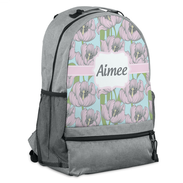 Custom Wild Tulips Backpack - Grey (Personalized)