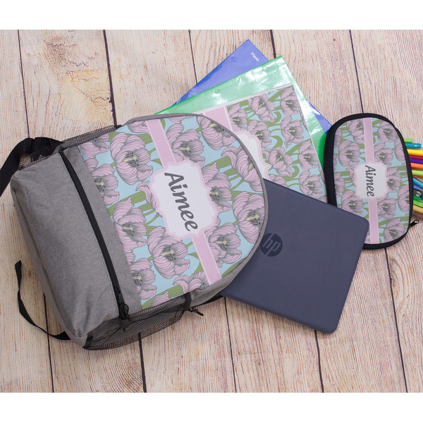 Wild Tulips Large Backpack - Gray - With Stuff
