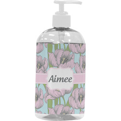 Wild Tulips Plastic Soap / Lotion Dispenser (16 oz - Large - White) (Personalized)