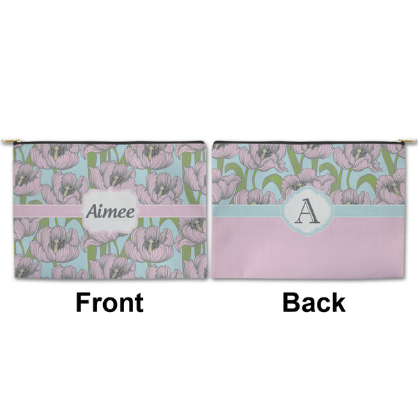 Wild Tulips Large Zipper Pouch Approval (Front and Back)