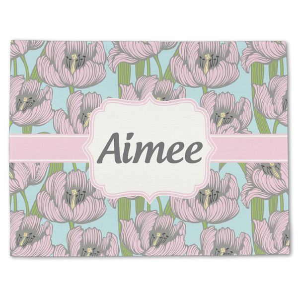 Custom Wild Tulips Single-Sided Linen Placemat - Single w/ Name or Text