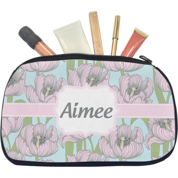 Custom Wild Tulips Makeup / Cosmetic Bag - Medium (Personalized)