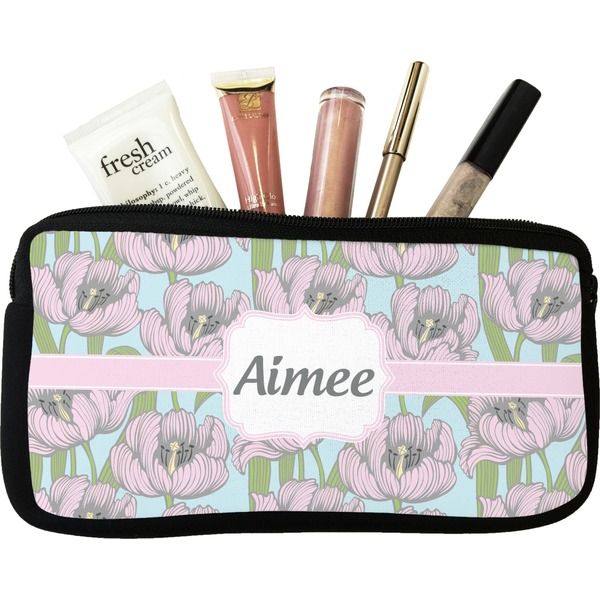 Custom Wild Tulips Makeup / Cosmetic Bag - Small (Personalized)