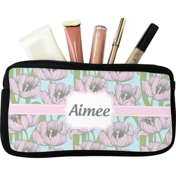 Custom Wild Tulips Makeup / Cosmetic Bag - Small (Personalized)