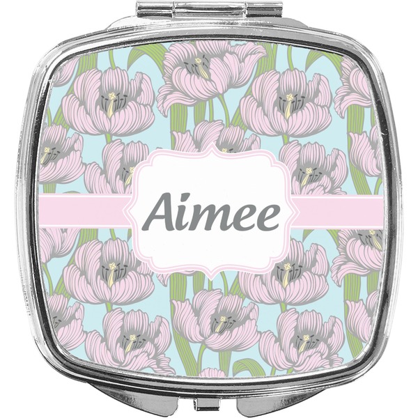 Custom Wild Tulips Compact Makeup Mirror (Personalized)