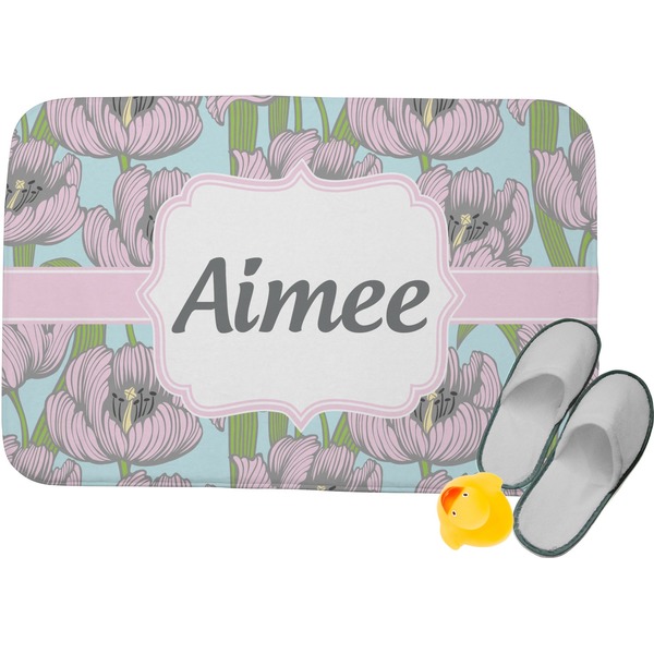 Custom Wild Tulips Memory Foam Bath Mat (Personalized)
