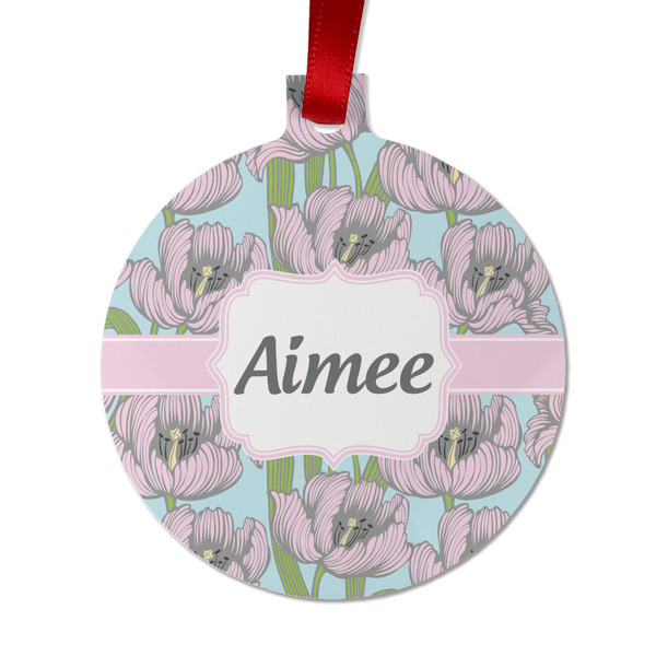 Custom Wild Tulips Metal Ball Ornament - Double Sided w/ Name or Text