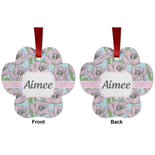 Wild Tulips Metal Paw Ornament - Front and Back