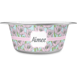Wild Tulips Stainless Steel Dog Bowl - Large (Personalized)