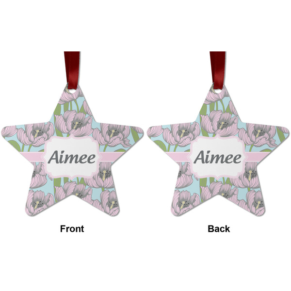 Wild Tulips Metal Star Ornament - Front and Back