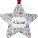 Wild Tulips Metal Star Ornament - Double Sided w/ Name or Text