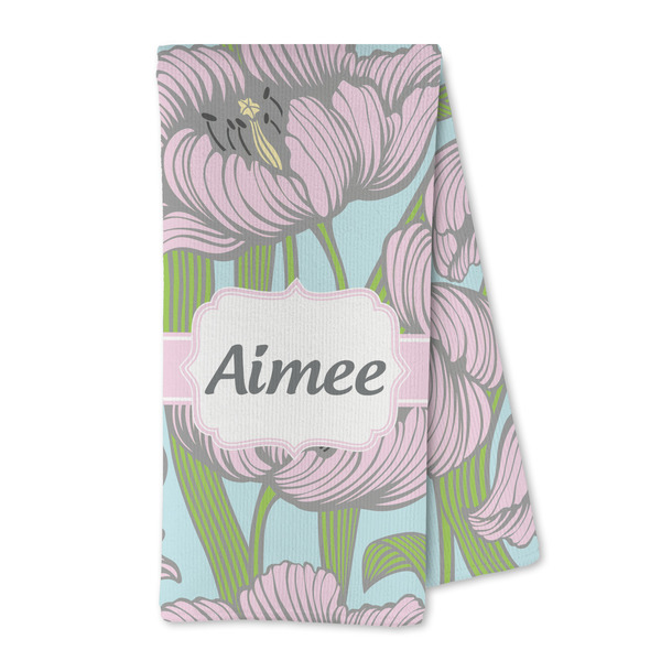 Custom Wild Tulips Kitchen Towel - Microfiber (Personalized)