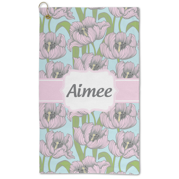 Custom Wild Tulips Microfiber Golf Towel (Personalized)