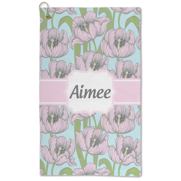 Custom Wild Tulips Microfiber Golf Towel (Personalized)