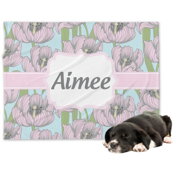 Custom Wild Tulips Dog Blanket (Personalized)