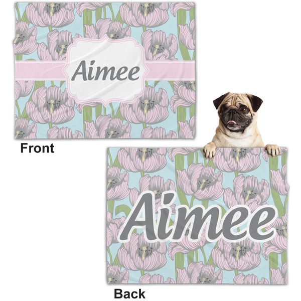 Wild Tulips Microfleece Dog Blanket - Regular - Front & Back