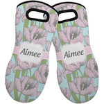 Wild Tulips Neoprene Oven Mitts - Set of 2 w/ Name or Text