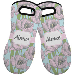 Wild Tulips Neoprene Oven Mitts - Set of 2 w/ Name or Text