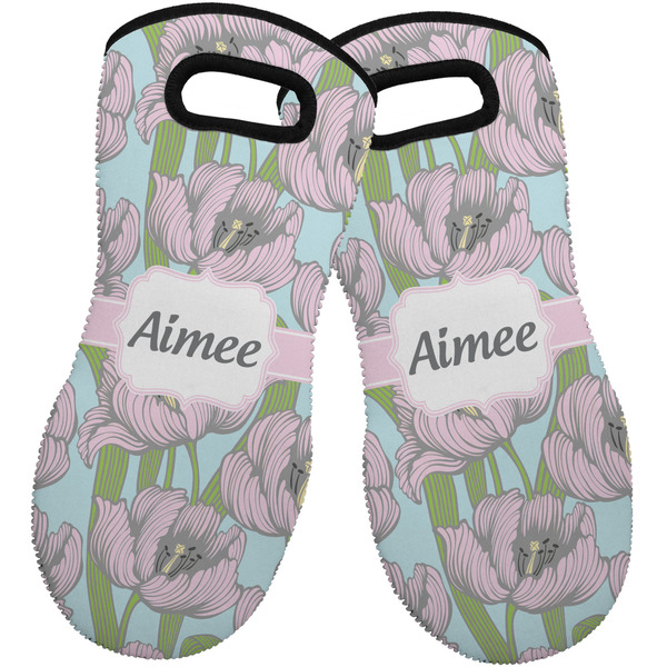 Wild Tulips Neoprene Oven Mitt -Set of 2 - Front