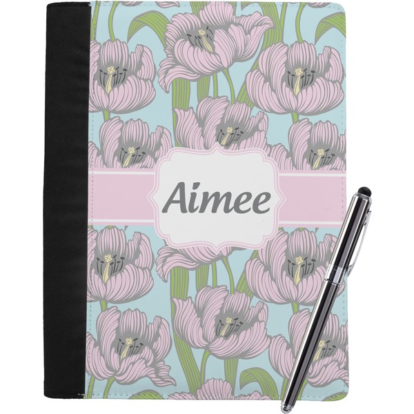 Custom Wild Tulips Notebook Padfolio - Large w/ Name or Text