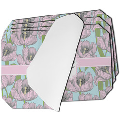 Wild Tulips Dining Table Mat - Octagon - Set of 4 (Single-Sided) w/ Name or Text