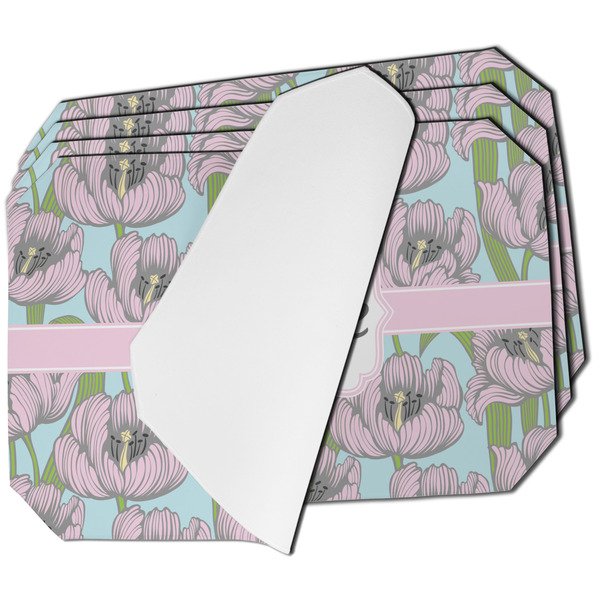 Custom Wild Tulips Dining Table Mat - Octagon - Set of 4 (Single-Sided) w/ Name or Text