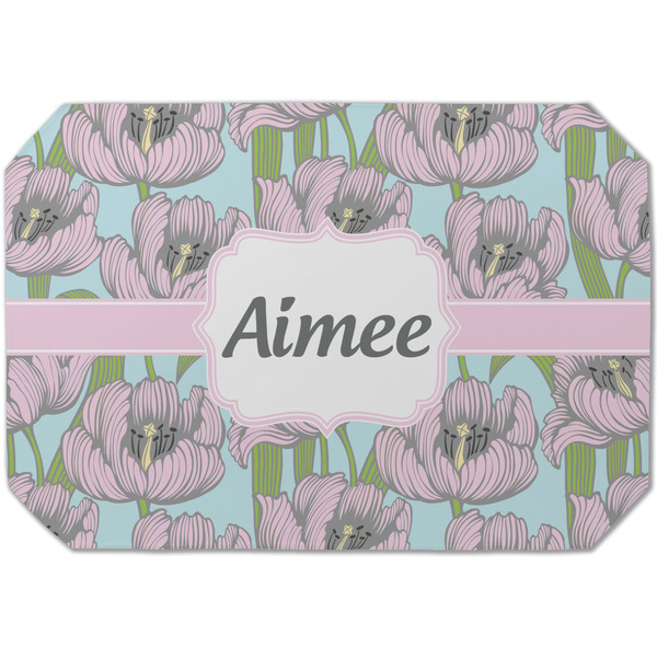 Custom Wild Tulips Dining Table Mat - Octagon (Single-Sided) w/ Name or Text