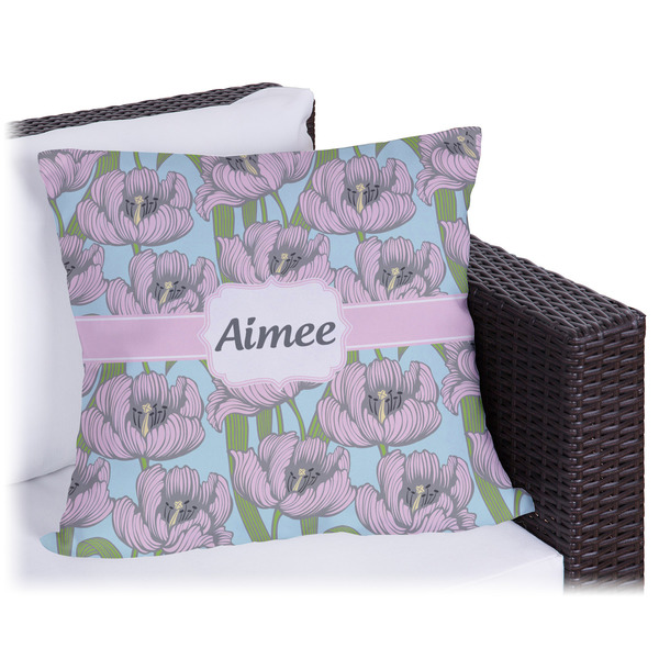 Custom Wild Tulips Outdoor Pillow (Personalized)